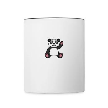 Une fille aime les pandas, ours, nature - Mug contrasté - blanc/noir - Devant