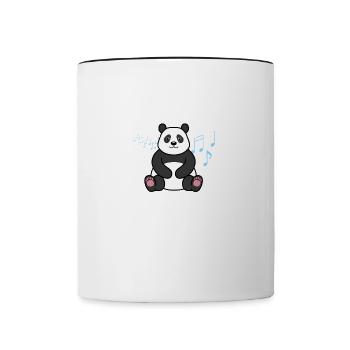 Lustiger Panda und Musiknoten Musiker Eucalyptus - Tasse zweifarbig - Weiß/Schwarz - Vorne