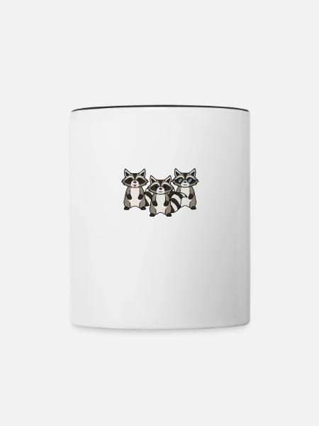 Raccoons Squad Süßes Waschbär-Team Wildtiere - Tasse zweifarbig - Weiß/Schwarz