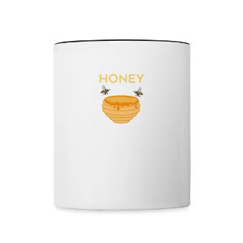 Ironic Saying Honey is Candy Made By God Nature - Contrasting Mug - white/black - Front