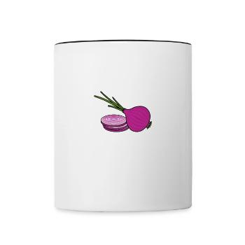 Zwiebelliebhaber, ironisches Sprichwort, - Tasse zweifarbig - Weiß/Schwarz - Vorne