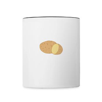 Manger des pommes de terre, dicton amusant, - Mug contrasté - blanc/noir - Devant