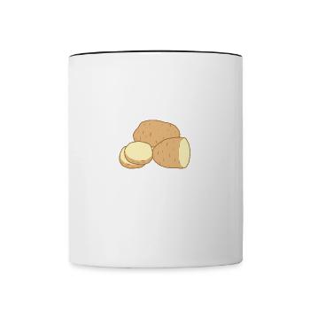 Dire amusant : Hobby Chef fait frire des pommes de - Mug contrasté - blanc/noir - Devant