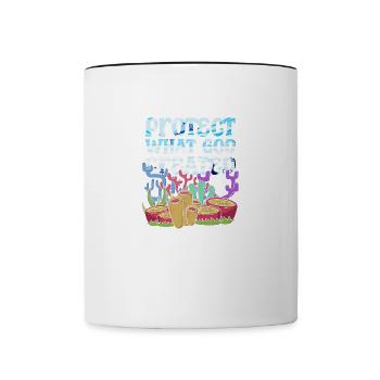 Protect Gods Creation Christianity Bible Coral - Contrasting Mug - white/black - Front