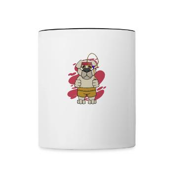 Netter Hund, der Badminton spielt, lustiger - Tasse zweifarbig - Weiß/Schwarz - Vorne