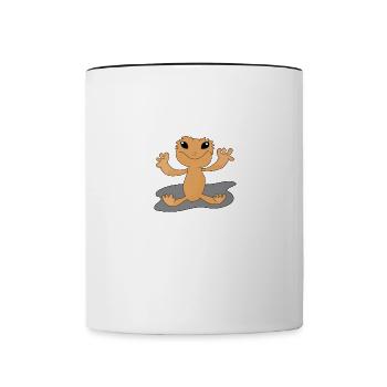 Thinking About Geckos: Ironisches Zitat: - Tasse zweifarbig - Weiß/Schwarz - Vorne