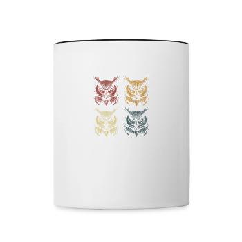 Wildtiere Natur Vögel Süße Eulen Waldtier - Tasse zweifarbig - Weiß/Schwarz - Vorne