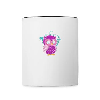 Mädchen mag Eulen Natur Tiere Wildtiere Vögel - Tasse zweifarbig - Weiß/Schwarz - Vorne