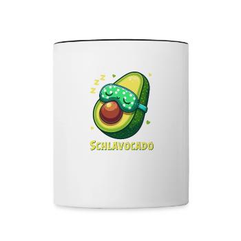Schlavocado Schlafshirt Nachthemd Pyjama Schlaf - Tasse zweifarbig - Weiß/Schwarz - Vorne