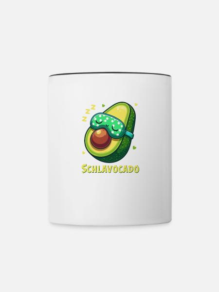 Schlavocado Schlafshirt Nachthemd Pyjama Schlaf - Tasse zweifarbig - Weiß/Schwarz