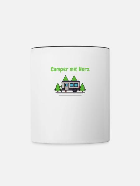 Camper mit Herz - Tasse zweifarbig - Weiß/Schwarz