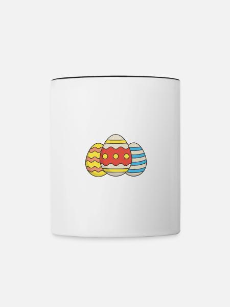 bunte Ostereier - Tasse zweifarbig - Weiß/Schwarz