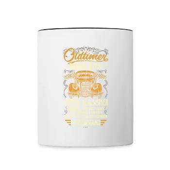 Oldtimer Baujahr 1973 Geboren Jahrgang Geburtstag - Tasse zweifarbig - Weiß/Schwarz - Vorne