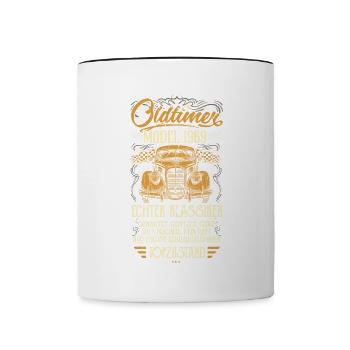 Oldtimer Baujahr 1969 Geboren Jahrgang Geburtstag - Tasse zweifarbig - Weiß/Schwarz - Vorne
