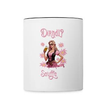 Dirndl brauch i ned i bin nur zum Sauffa da Tracht - Tasse zweifarbig - Weiß/Schwarz - Vorne