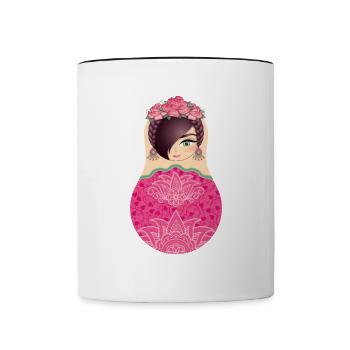 Matroschka Fina - Tasse zweifarbig - Weiß/Schwarz - Vorne
