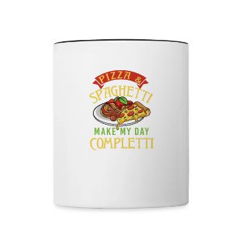 Pizza und Spaghetti machen mich zu Completti Pasta - Tasse zweifarbig - Weiß/Schwarz - Vorne