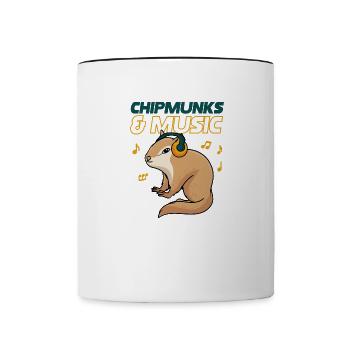 Chipmunks and Music Notes Musician Clef Squirrel - Contrasting Mug - white/black - Front
