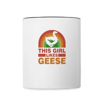 Mädchen mag Gänse Natur Wildtiere Nette Gans - Tasse zweifarbig - Weiß/Schwarz - Vorne