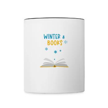 Winter Cozy Reading Books Snow Nature - Contrasting Mug - white/black - Front