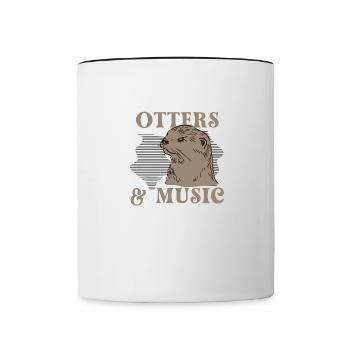 Otters and Music Musician Clef Piano Sea Otters - Contrasting Mug - white/black - Front