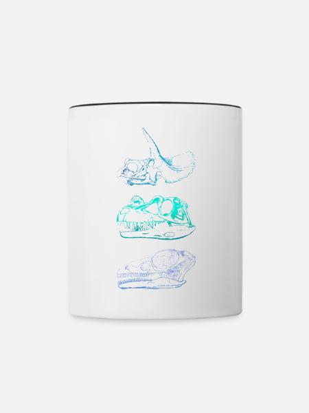 Dinosaurier-Schädel - Tasse zweifarbig - Weiß/Schwarz