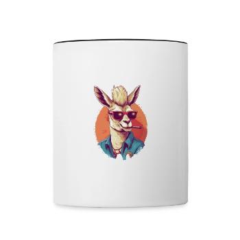 Lama Pas De Drame Lama Drôle Dire Humour Drôle - Mug contrasté - blanc/noir - Devant