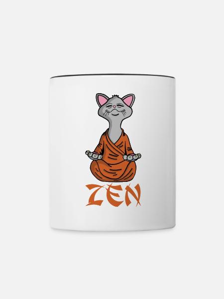 Katze beim Yoga - Tasse zweifarbig - Weiß/Schwarz