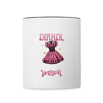 Mei Dirndl is in da Wäsch Trachtenshirt Damen - Contrasting Mug - white/black - Front
