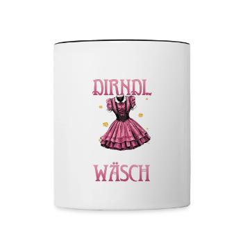 Mei Dirndl is in da Wäsch Trachtenshirt Damen - Contrasting Mug - white/black - Front