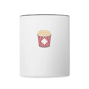Popcorn comme thérapie ironique disant manger du - Mug contrasté - blanc/noir - Devant