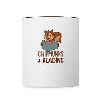 Chipmunks Reading Books Forest Animal Cute - Contrasting Mug - white/black - Front