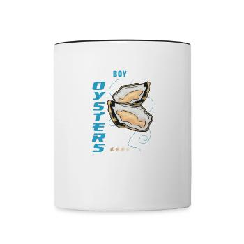 Boy Likes Oysters Ironic Seafood Chef - Mug contrasté - blanc/noir - Devant