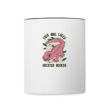 Mädchen mag Geckos Nette Eidechse Exotisches Tier - Tasse zweifarbig - Weiß/Schwarz - Vorne