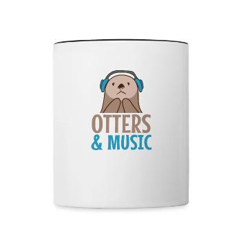 Loutres et musicien de musique Sea Animal Forest - Mug contrasté - blanc/noir - Devant