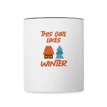 Girl Likes Winter Season Cozy Snowflake Tea - Contrasting Mug - white/black - Front