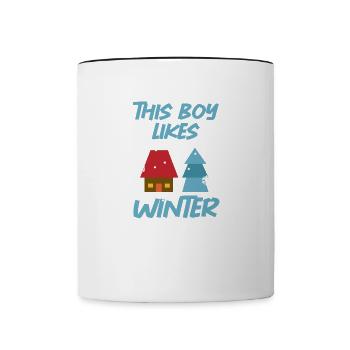 Boy Likes Winter Cozy Winter Days Snowflake Tea - Contrasting Mug - white/black - Front