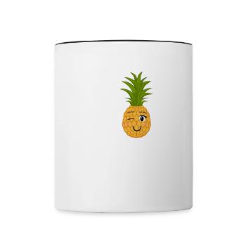 Une fille aime les ananas, les fruits d'été, les - Mug contrasté - blanc/noir - Devant