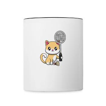 Joueur de badminton Cute Cat Hobby Sports - Mug contrasté - blanc/noir - Devant