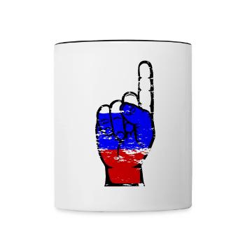 Russia flag number 1 used - Contrasting Mug - white/black - Front