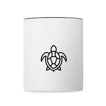 Minimalistisches Turtle Icon - verschiedene Farben - Tasse zweifarbig - Weiß/Schwarz - Vorne