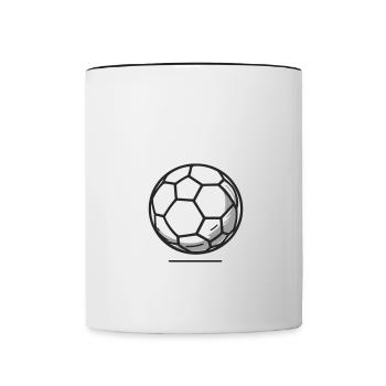 Minimalist Football Line Art Design - Contrasting Mug - white/black - Front