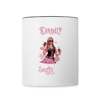 Dirndl brauch i ned i bin nur zum Sauffa da Tracht - Tasse zweifarbig - Weiß/Schwarz - Vorne
