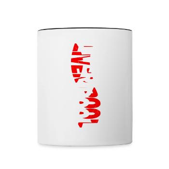 Liverpool England UK City Skyline Font Grunge - Contrasting Mug - white/black - Front