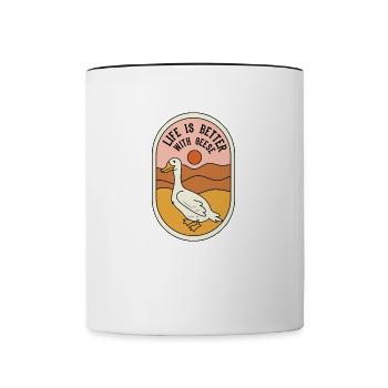 Vie avec des oies, faune, nature, oie mignonne - Mug contrasté - blanc/noir - Devant