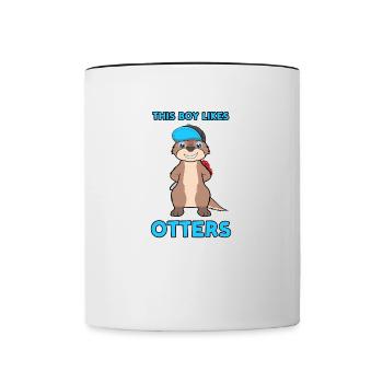 Boy Likes Otters Cool Quote Sea Otter Forest - Mug contrasté - blanc/noir - Devant