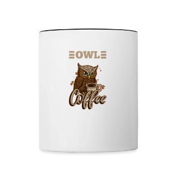 Owl I Need Coffee Monday Cute Owl Tired Office - Contrasting Mug - white/black - Front