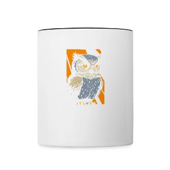 Eulen Künstlerisches Tier Wildtiere Waldtier - Tasse zweifarbig - Weiß/Schwarz - Vorne
