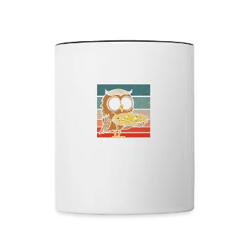 Hobby Chef Wildlife Eulen Ironischer Pizzabäcker - Tasse zweifarbig - Weiß/Schwarz - Vorne
