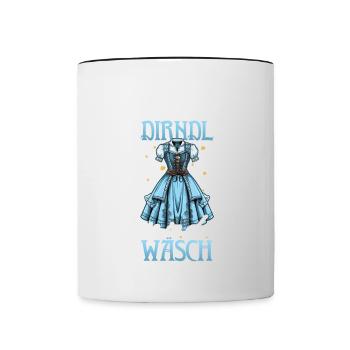 Mei Dirndl ist in der Wäsche Trachtenshirt Damen - Tasse zweifarbig - Weiß/Schwarz - Vorne